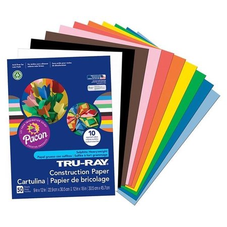 PACON CORPORATION Pacon PAC103031-5 9 x 12 in. Tru Ray Assorted Construction Paper - 50 Sheets Per Pack - Pack of 5 PAC103031-5